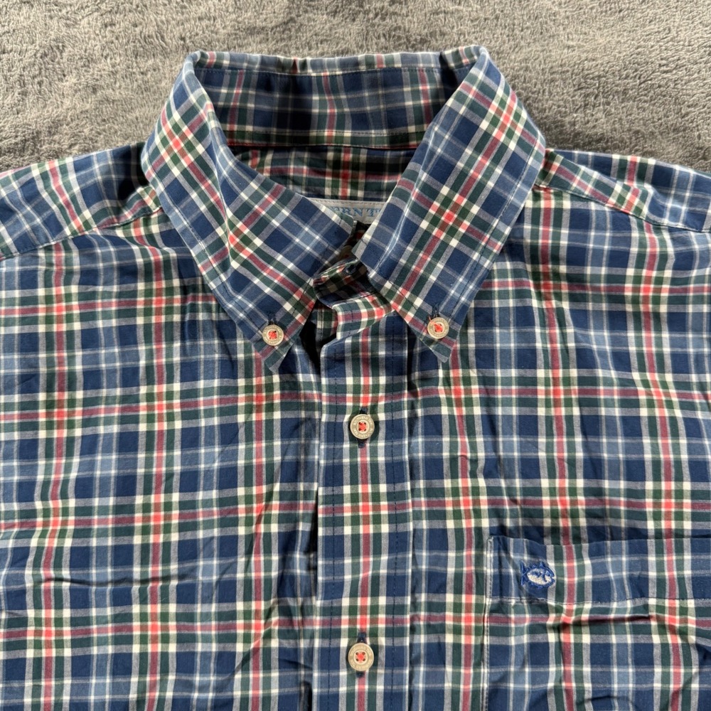 Southern Tide Button Down Shirt Mens Small Blue Plaid Classic Fit Long Sleeve